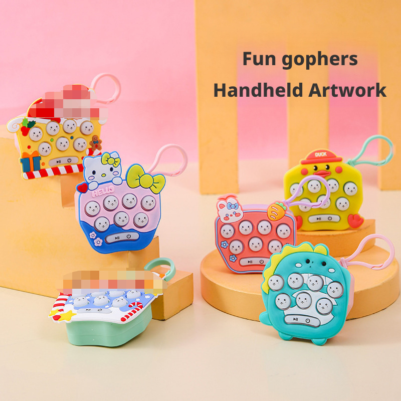 Mini handheld game console with cartoon graphics whack-a-mole 028