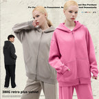 Fleece-lined Washed Vintage Hooded Sweater 053