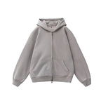 Fleece-lined Washed Vintage Hooded Sweater 053