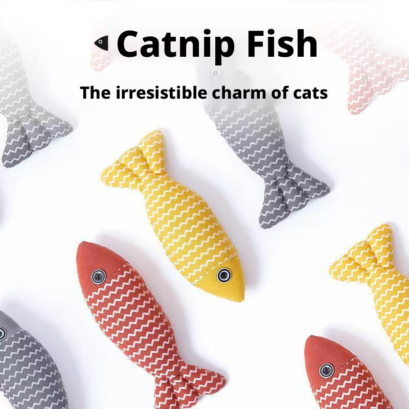 Simulated mint fish cat toy, self fun, scratch resistant, bite resistant, linen fish 334
