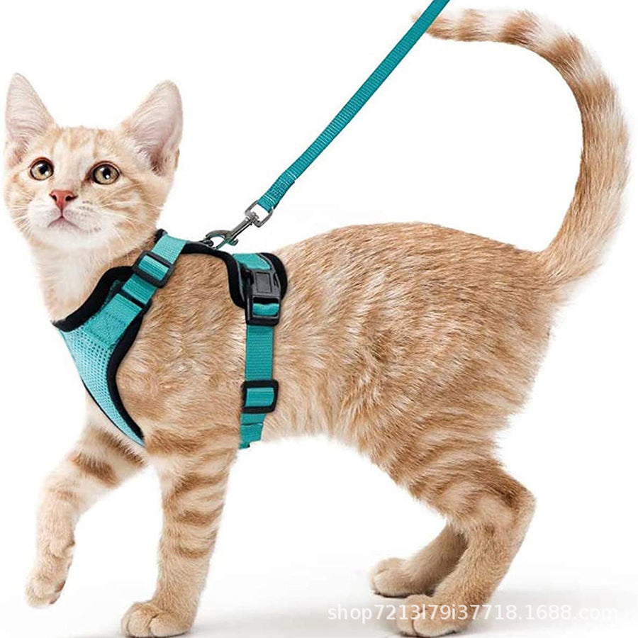 Pet supplies, breathable chest straps for cats, reflective anti slip, cat walking rope 257