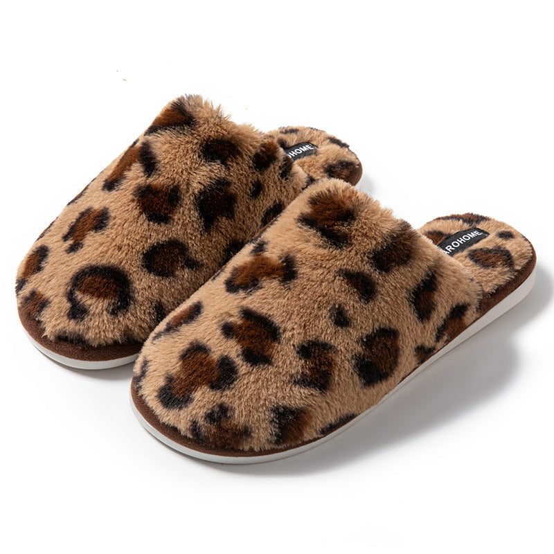Leopard print slippers floor slippers warm cotton slippers 049
