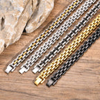 Minimalist men's wide face stainless steel strap gold bracelet 250