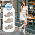 Genuine leather Forrest Gump shoes women's new thick soled mesh breathable 046