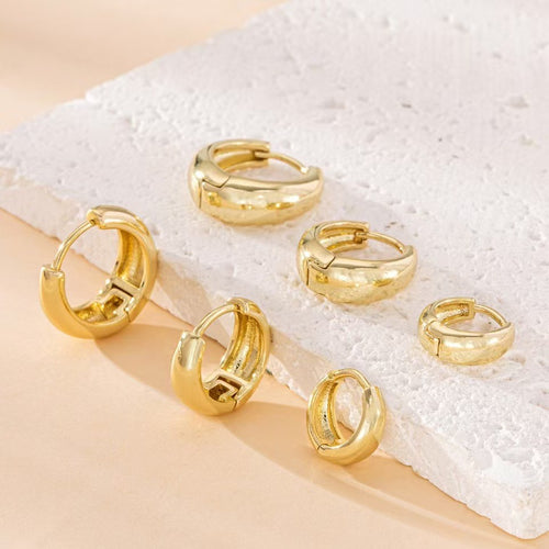 14k Gold Silver Solid Ring Smooth Copper Earrings with High Quality Earrings 290