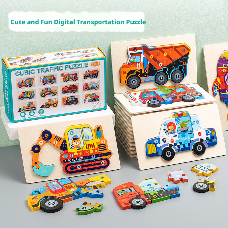 Children's Wooden Enlightenment Early Education Project Vehicle Traffic Three Dimensional Puzzle 211