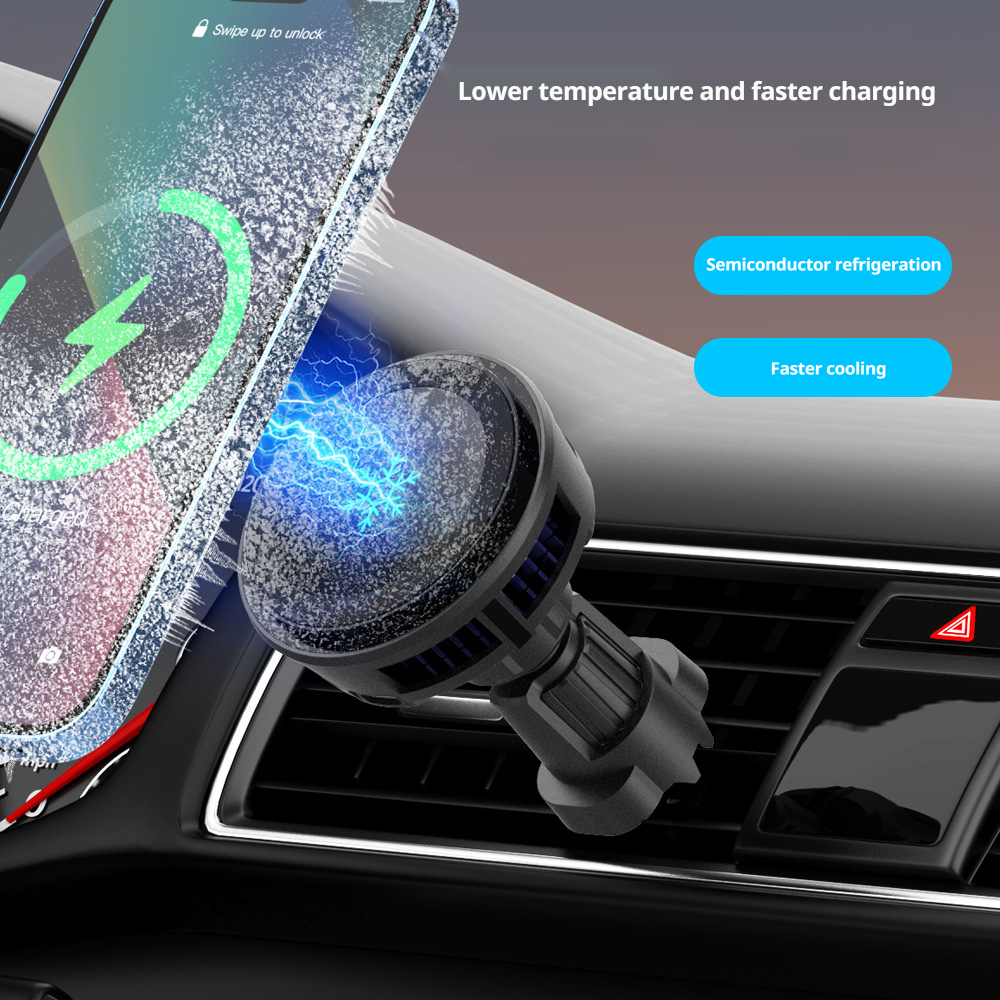 AI cooling semiconductor heat dissipation 25W car mounted magnetic wireless charger surpasses performance 398