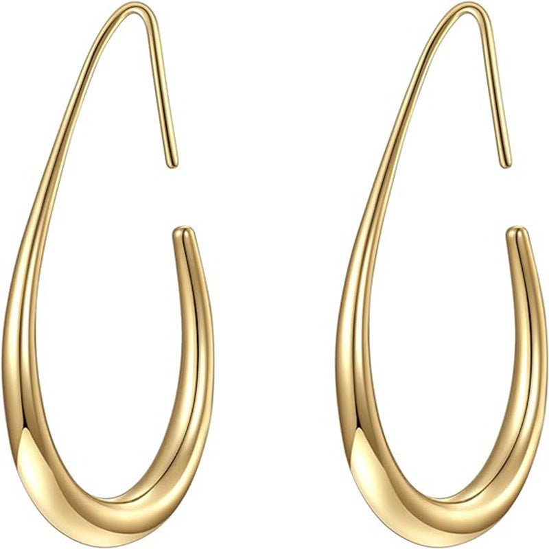 Geometric water droplet earrings for women, fashionable and personalized oval ring earrings 288