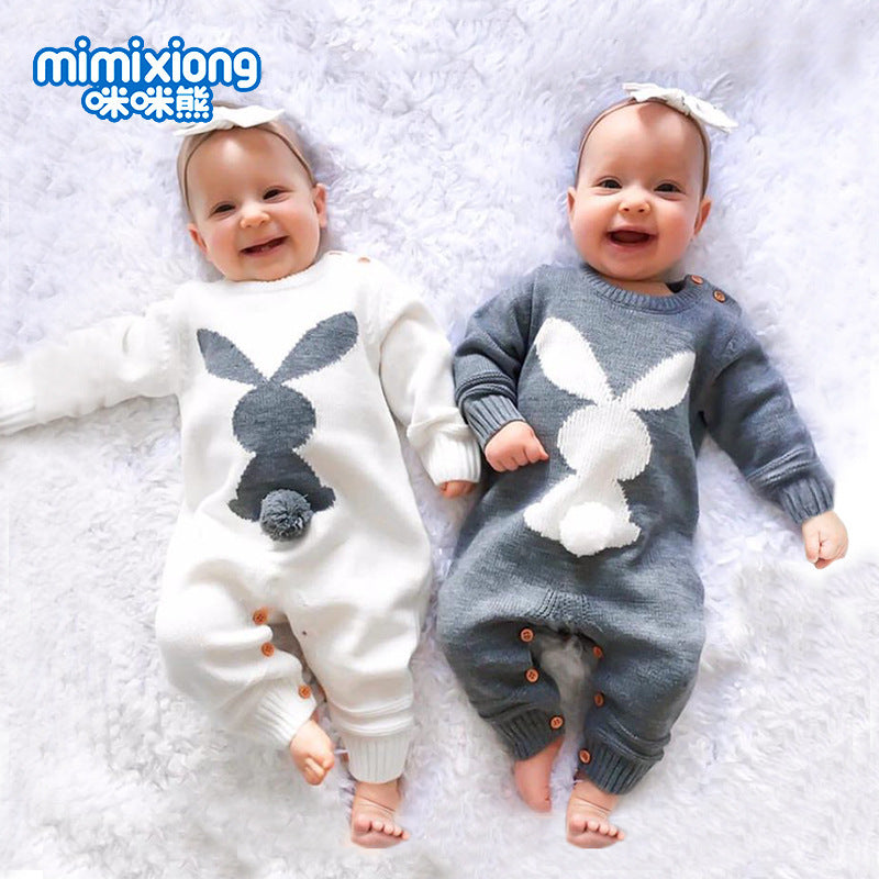 Knitted bunny rompers for boys and girls 072
