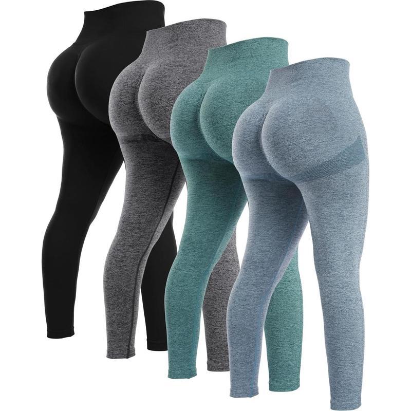 4 Piece Butt Lifting Workout Leggings for Women Seams Gym 430