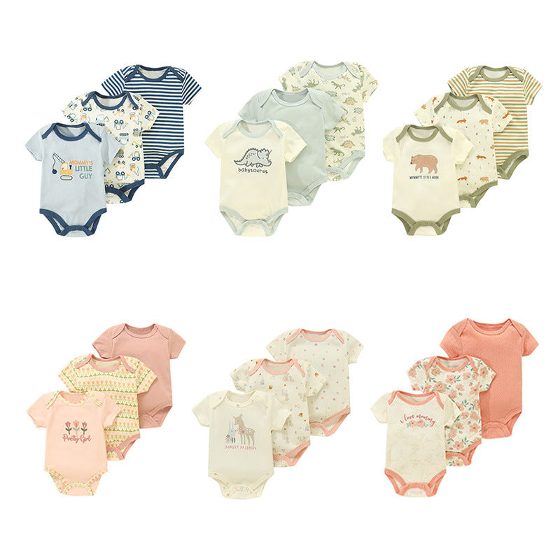 Cotton baby clothes three piece set fart clothes short sleeves summer 091