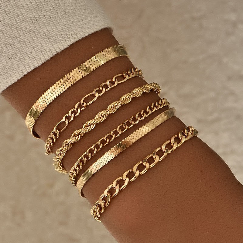 Fashionable explosive exquisite metal set bracelet 5-piece set 280