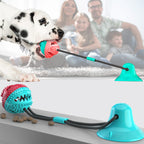 Teeth grinding food dispenser, chew resistant ball, suction cup dog toy 222