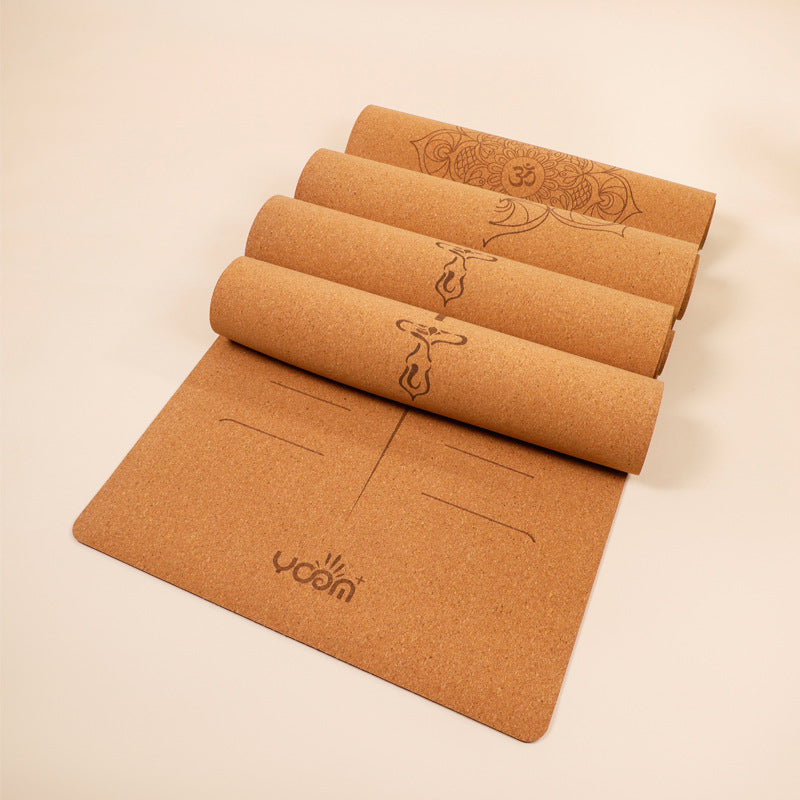 Widened and thickened natural rubber gymnastics mat with printed body position lines 016