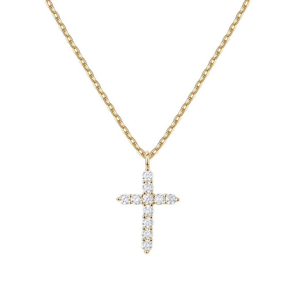 S925 sterling silver full diamond cross necklace neckchain, American hip-hop 279