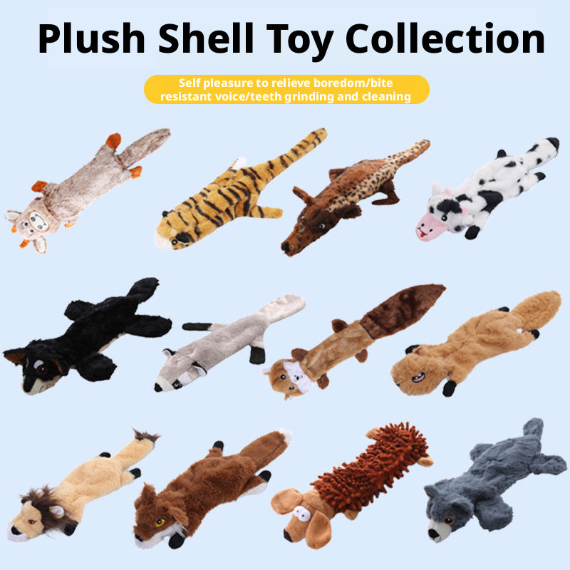 Leather shell animal plush toy interactive chew resistant dog toy 319