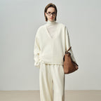 Casual luxury layering V-neck pullover loose hoodie for women 057