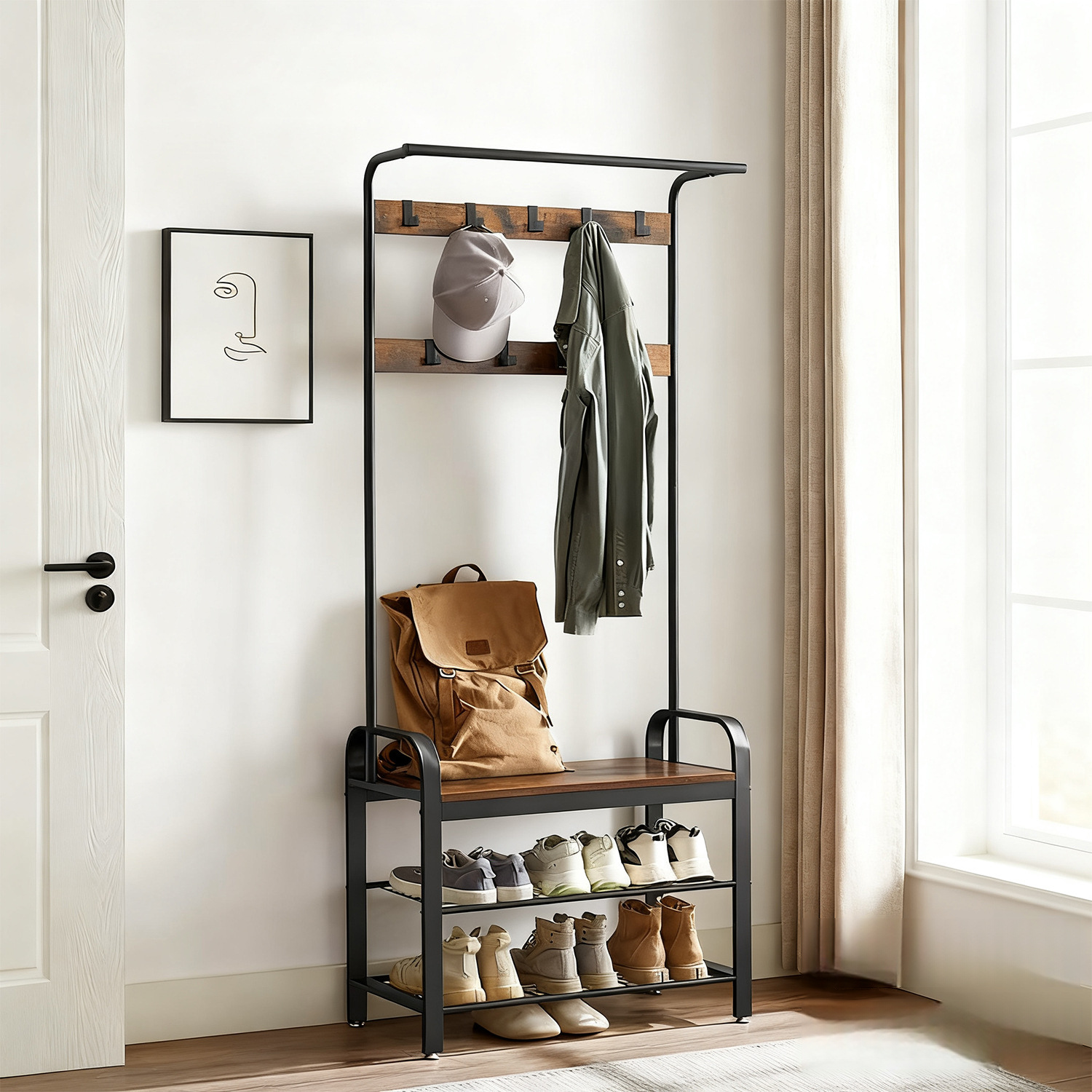 Simple coat rack for entryway, shoe rack for living room 603