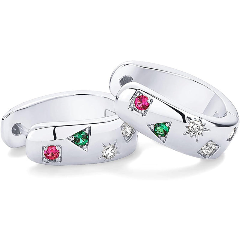 Fashionable simple exquisite colorful diamond star light luxury earrings 293