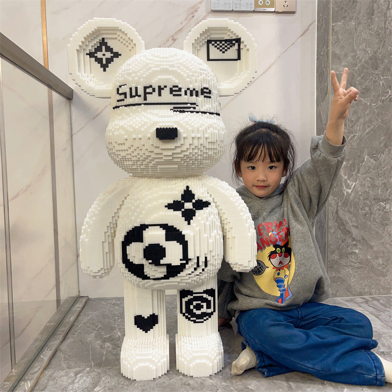 Compatible with small particle assembled toys super white violent bear building blocks 141