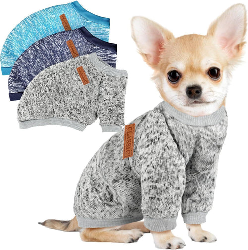 3-piece dog sweater set suitable for small dogs in winter, wool warm and soft sports sweater set 333