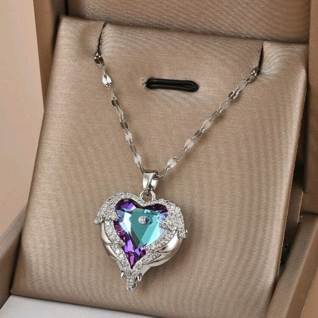 Ocean Heart Necklace Women's Love shaped Crystal Pendant 299