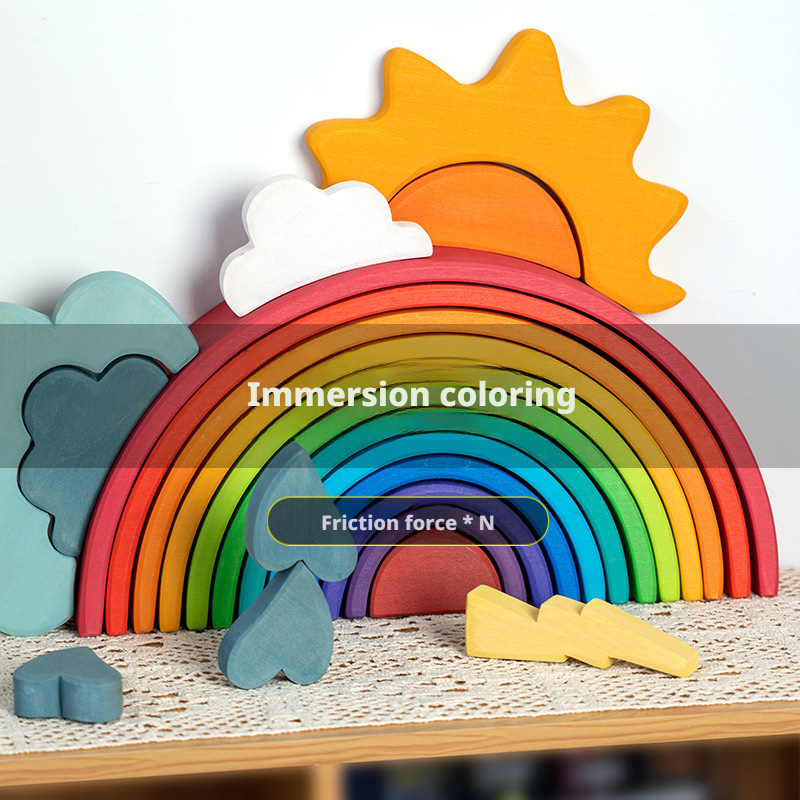 Rainbow Block Large Wooden Stacking Music Baby Early Education Toy 225