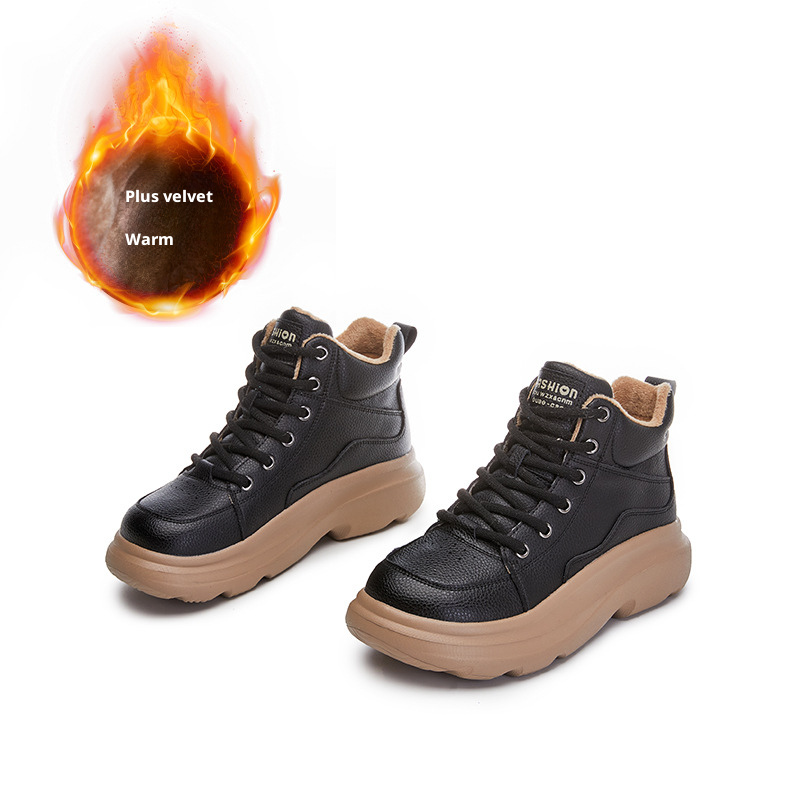 Foam bottom genuine leather snow boots for women 048