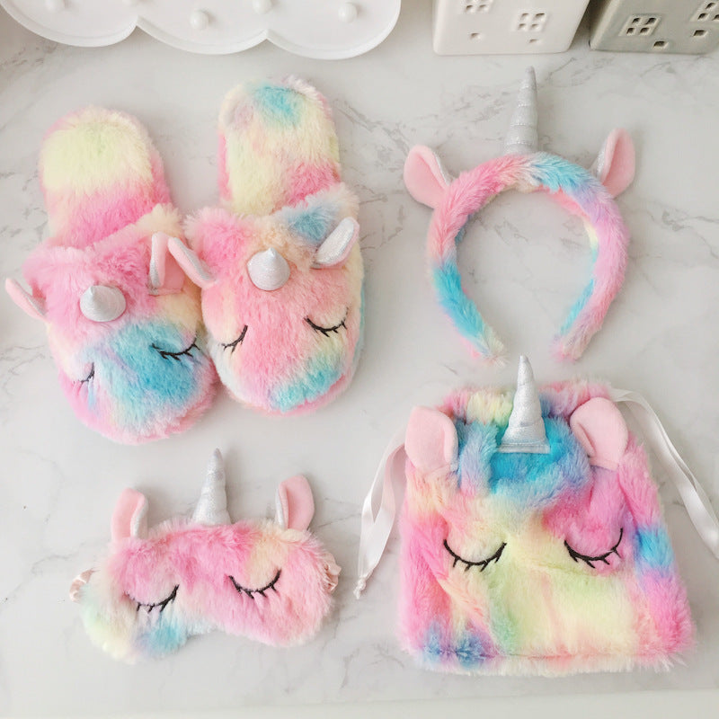 Gradient unicorn plush girl headband, blackout sleep mask 203