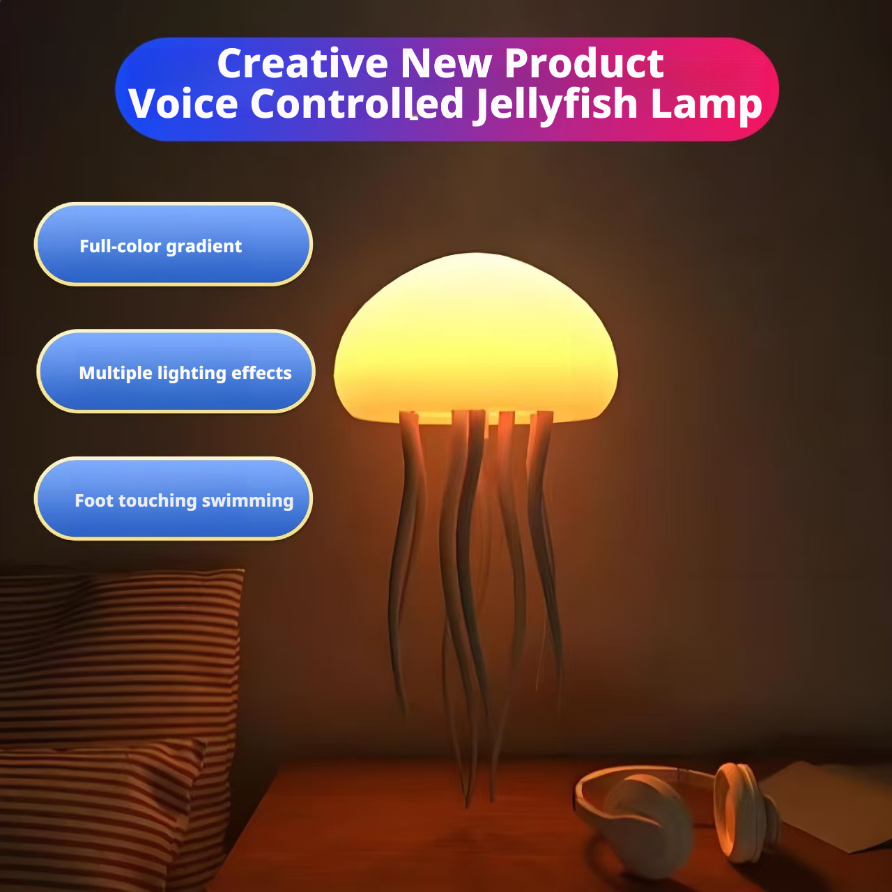 Gradient voice controlled jellyfish lamp creative sensing atmosphere lamp 139