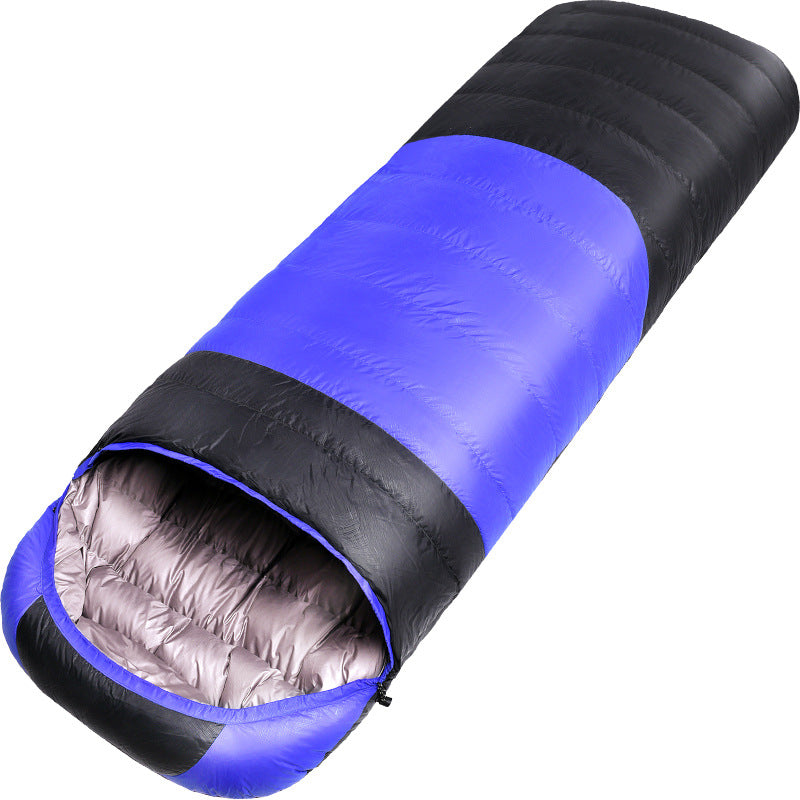 Autumn and winter outdoor camping adult white duck feather silk thickened warm sleeping bag 168