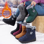 Ladies' Snow Waterproof Outdoor Rabbit Plush Widened Middle Boots 051