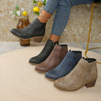New autumn and winter hollow pointed low tube square heel women's boots 101