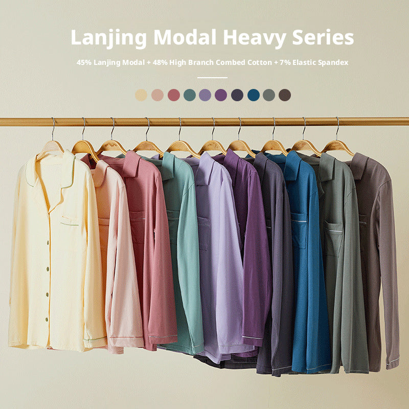 Solid colored Modal men's and women's home wear couple pajamas 060