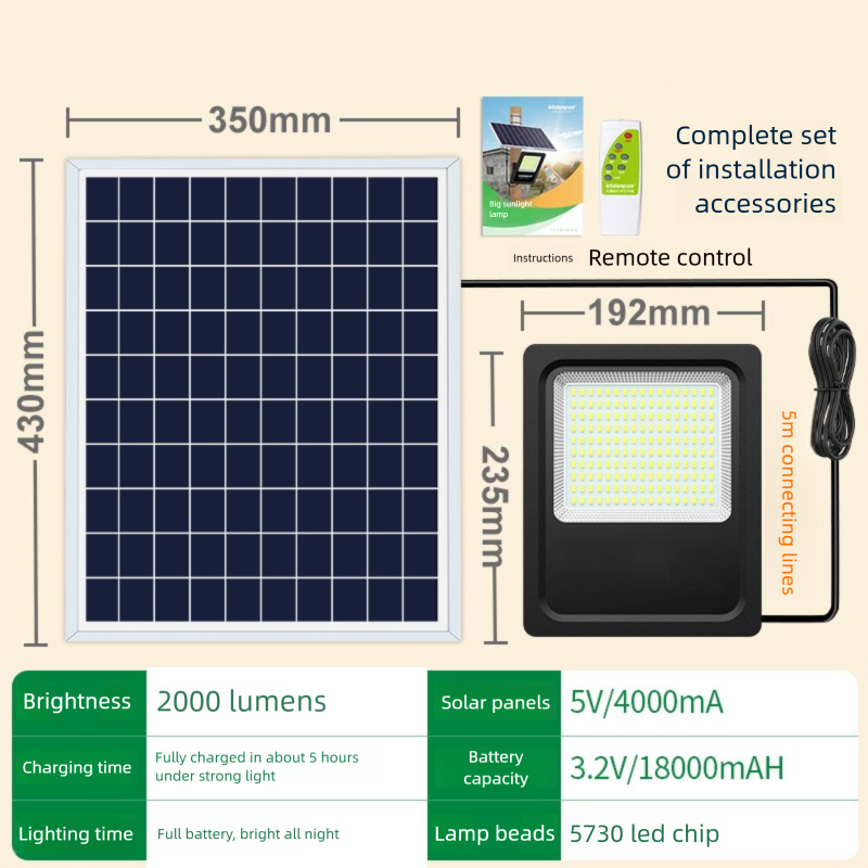 Solar powered floodlights and LED outdoor camping in the courtyard 040
