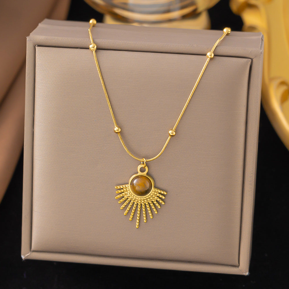 Shell necklace women's titanium steel lock chain 080