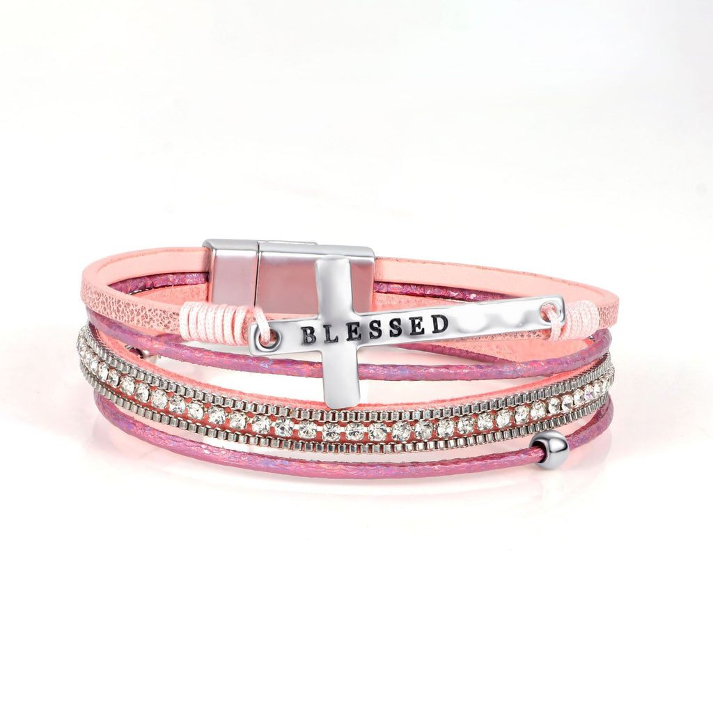 Bohemian hand woven leather bracelet, multi-layer PU bracelet 297