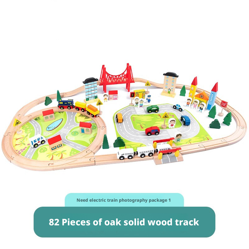 High speed rail wooden track car simulation electric train wooden small train toy package 206
