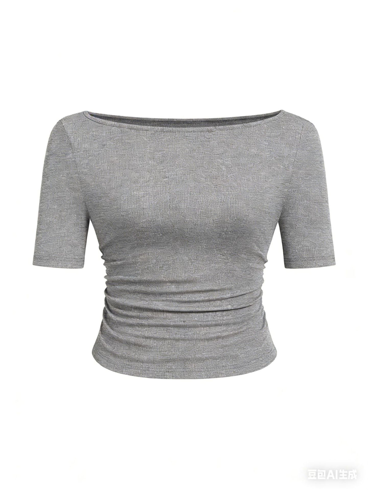 Solid color boat neck bell sleeve T-shirt for women 452