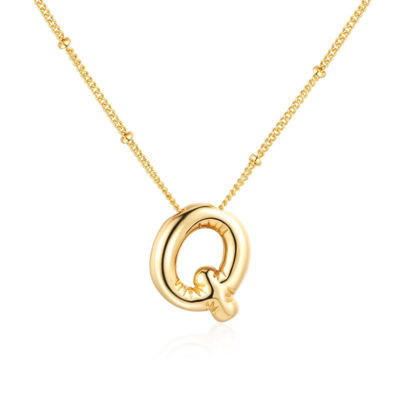 26 letter necklace stainless steel chubby bubble letter English necklace 263