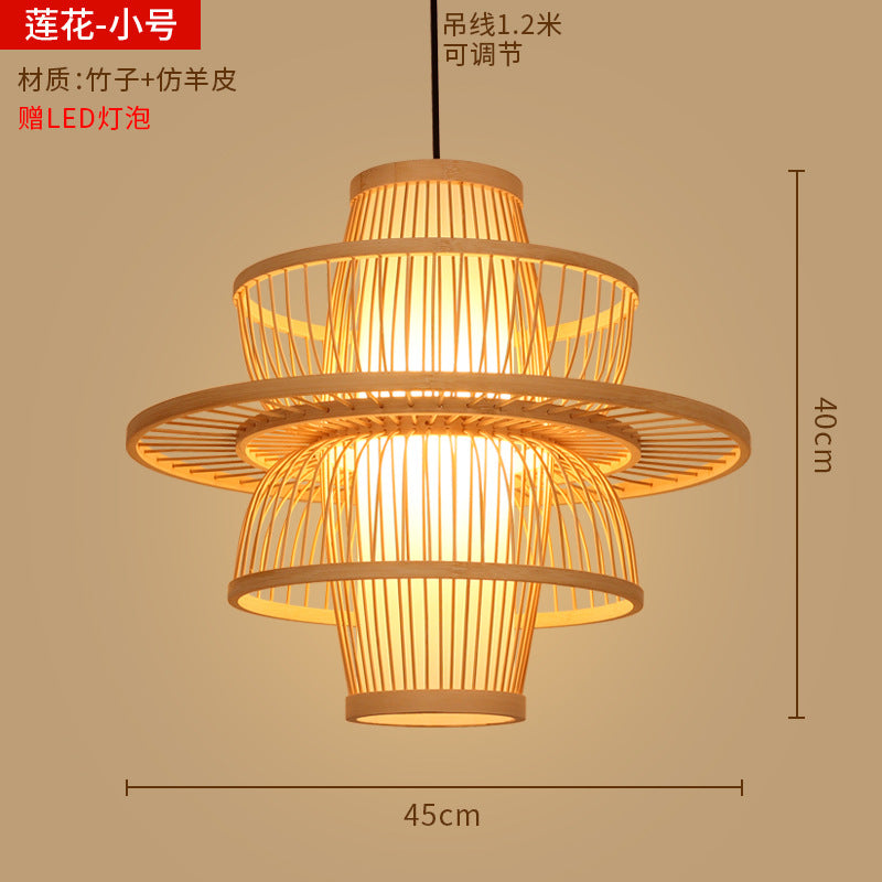 Bamboo woven lanterns and pendant lights, new Chinese style, bamboo art lights for restaurants and shops, commercial use 599