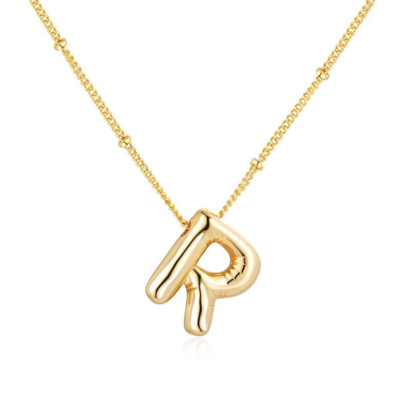 26 letter necklace stainless steel chubby bubble letter English necklace 263