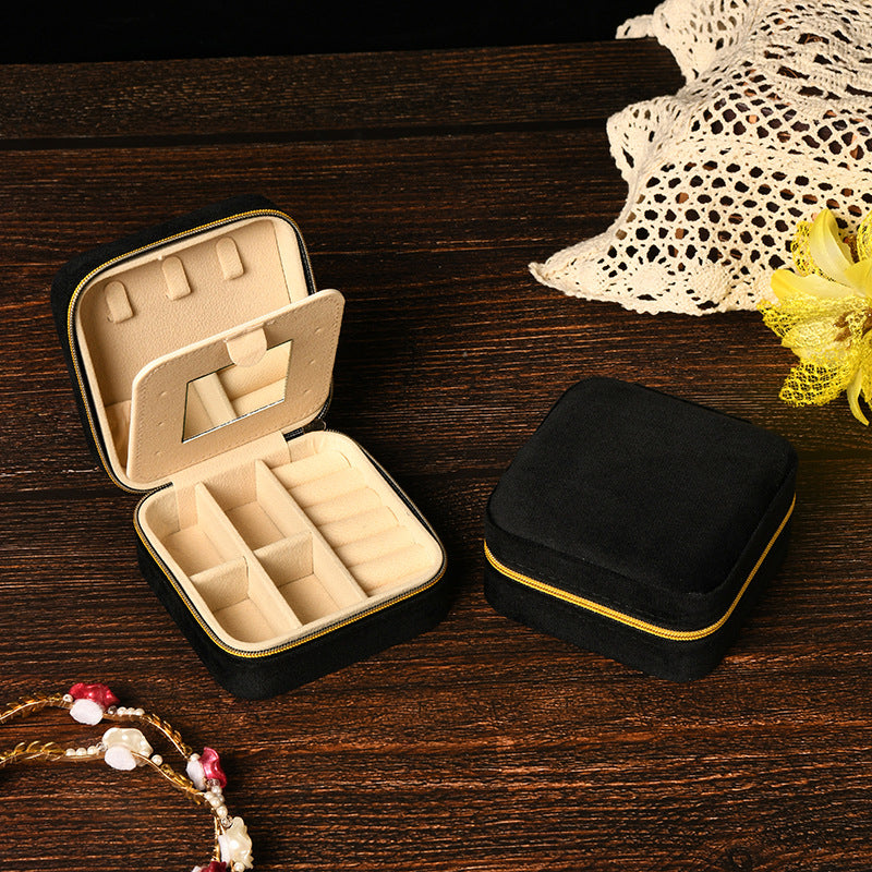 Simple and high-end ins swan velvet jewelry box with mirror 258