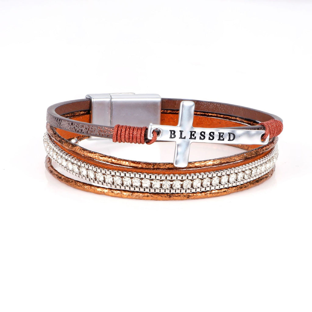 Bohemian hand woven leather bracelet, multi-layer PU bracelet 297