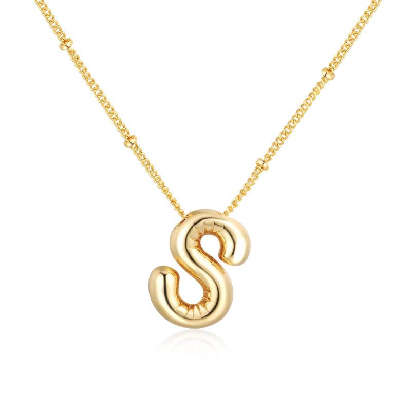 26 letter necklace stainless steel chubby bubble letter English necklace 263