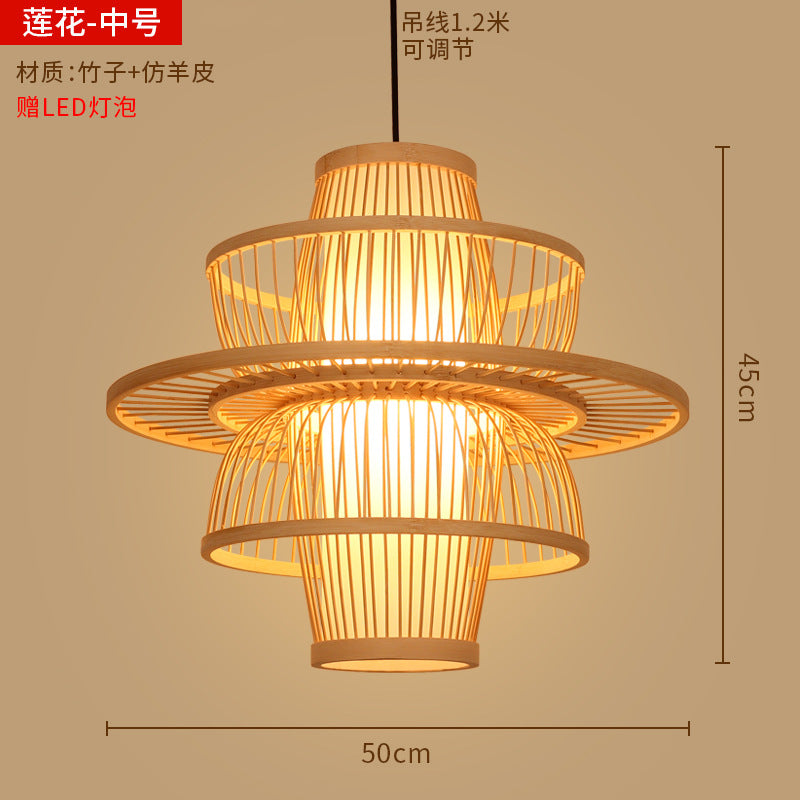 Bamboo woven lanterns and pendant lights, new Chinese style, bamboo art lights for restaurants and shops, commercial use 599