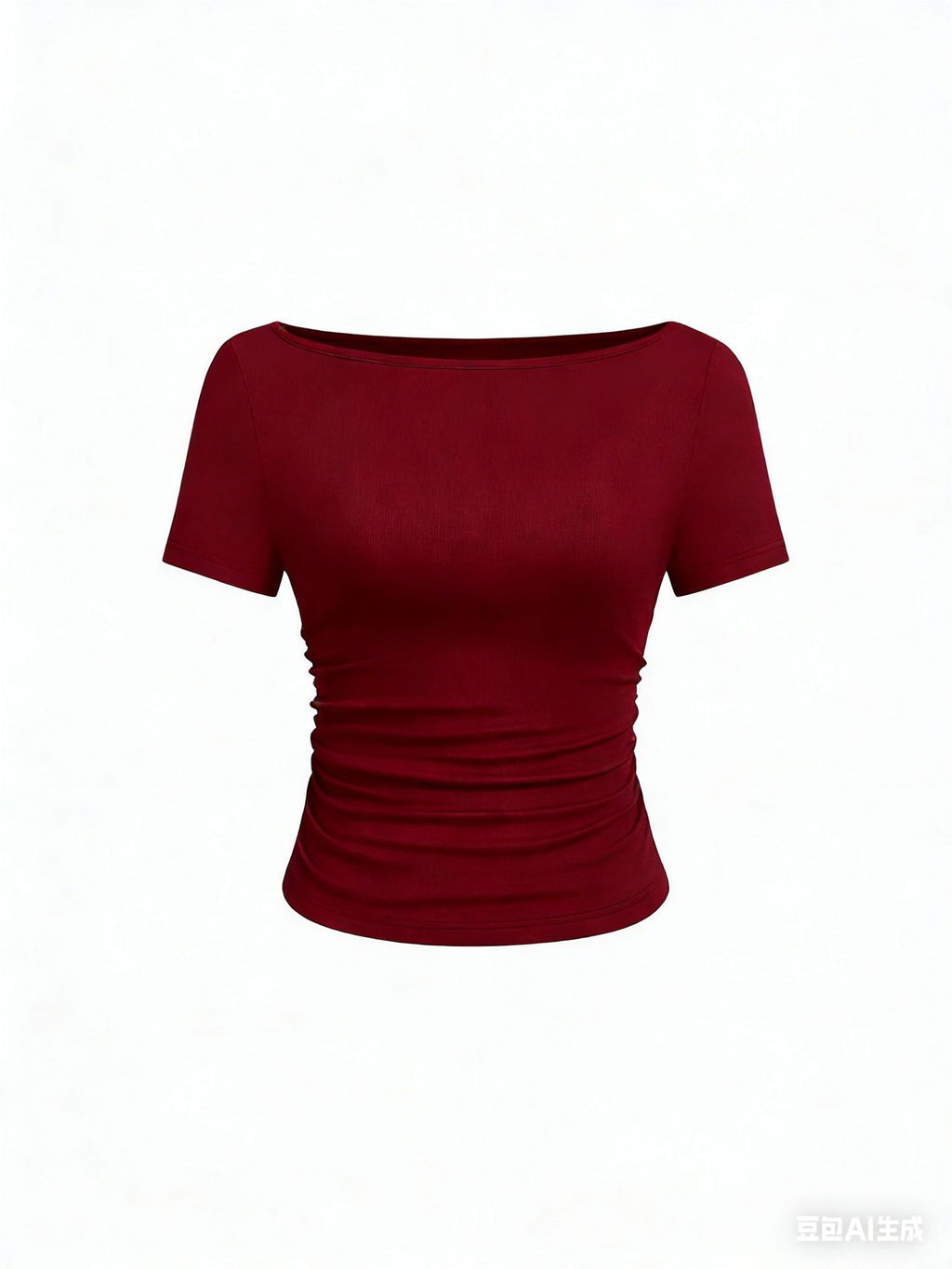 Solid color boat neck bell sleeve T-shirt for women 452