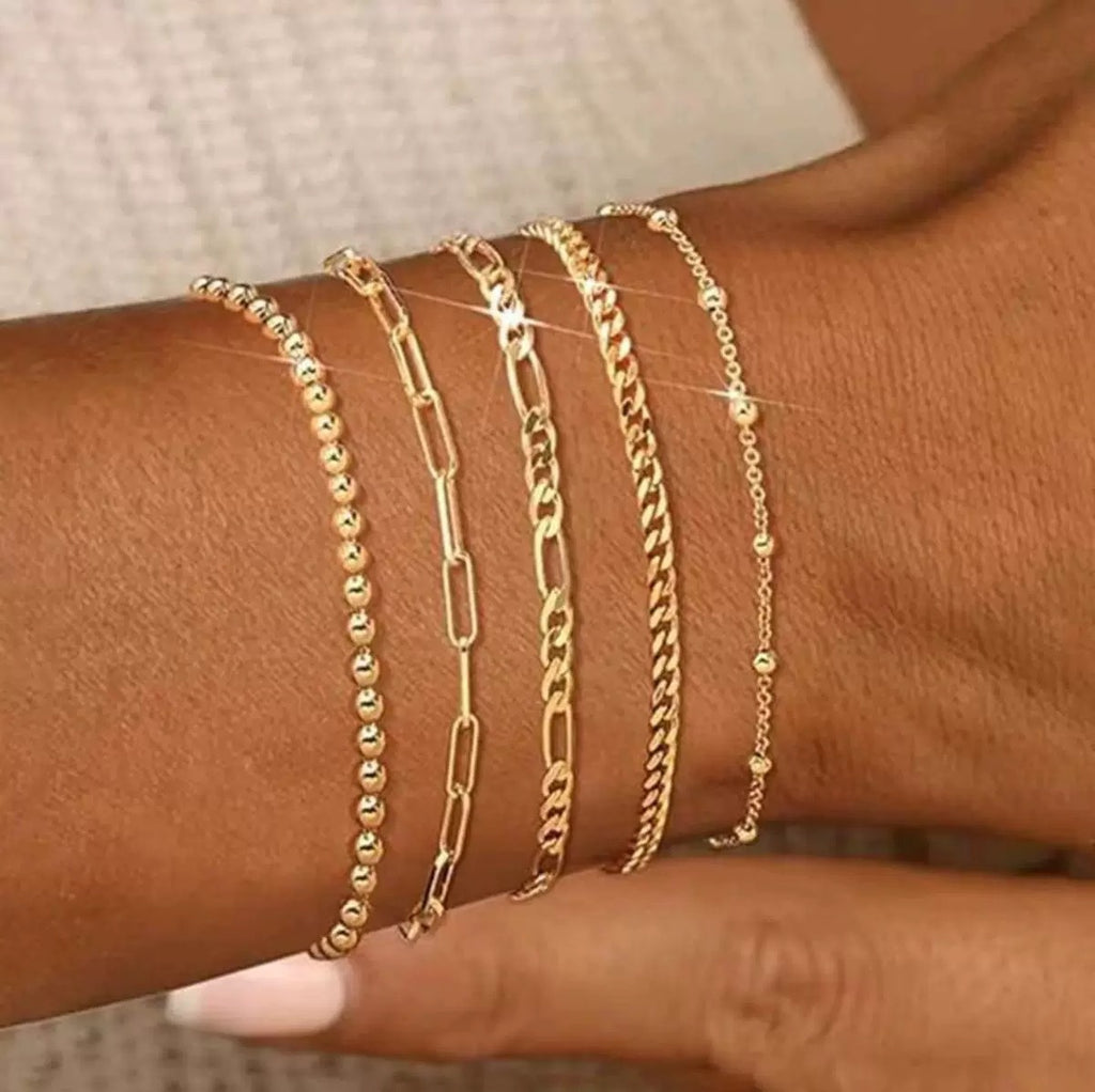 Fashionable explosive exquisite metal set bracelet 5-piece set 280
