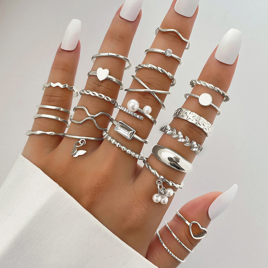 Electrophoretic Black Butterfly Diamond Set Ring Pearl Ring 289