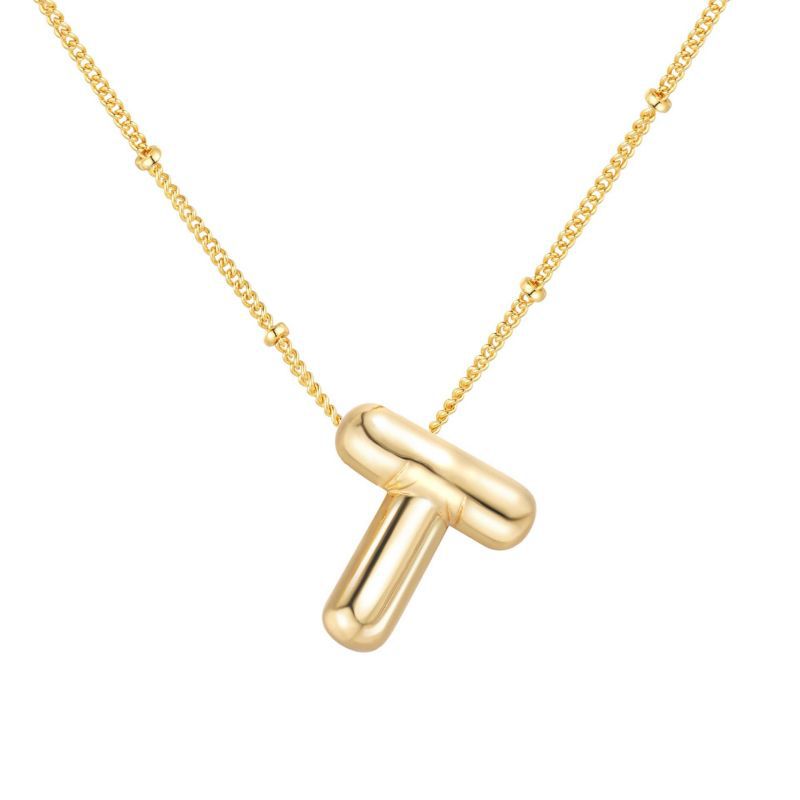 26 letter necklace stainless steel chubby bubble letter English necklace 263